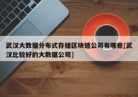 武汉大数据分布式存储区块链公司有哪些[武汉比较好的大数据公司]